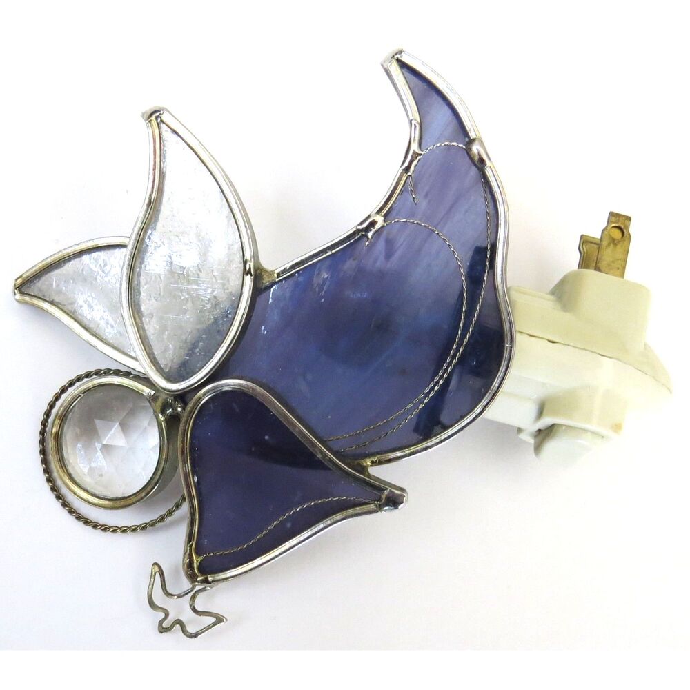 Stained Glass Angel Nightlight with Dove Purple/Clear EUC - Picture 4 of 5